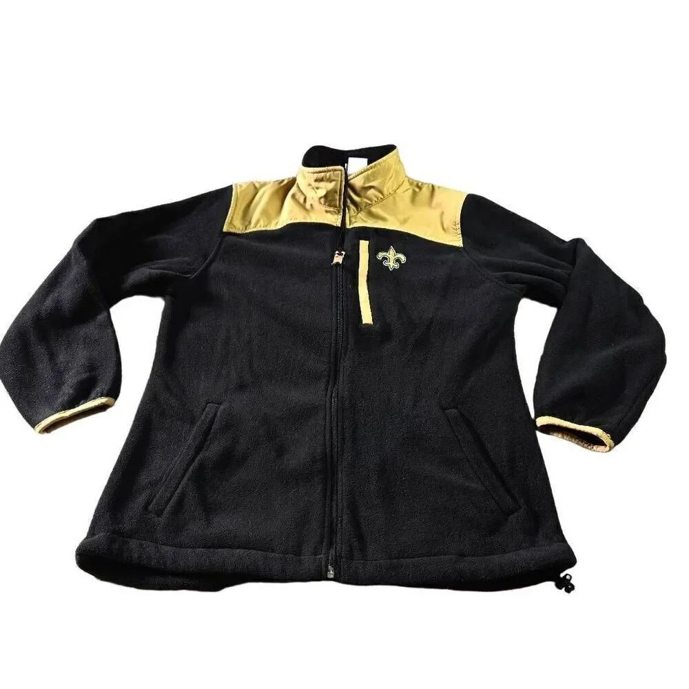 NFL SAINTS FLEUR DE LIS EMBROIDERED FLEECE ZIP JACKET Fitted Women Jacket L